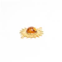 Baltic Cognac Amber Gold Plated Sterling Silver Sunburst Connector, Approx 23x28mm