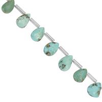 25cts Arizona Turquoise Faceted Pear Approx 5x3 to 10x6mm, 20cm Strand With Spacers