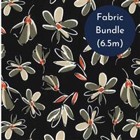 Black Floral Viscose Linen Print Fabric Bundle (6.5m)