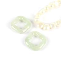 Rose; Jadeite Hollow 4 Leaf Clover with White Freshwater Cultured Nugget Pearls