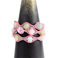 Flower Fairy; 220cts Multi Beryl, Pink Faceted Glass Connector, Pink Leather, Miyuki 11/0
