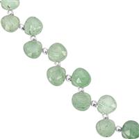 38cts Green Strawberry Quartz Top Side Drill Faceted Heart Approx 5x5 to 7x7mm, 20cm Strand with Spacers