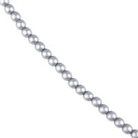 Matte Grey Satin Glass Pearls, 3mm 40cm