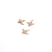 Rose Gold Plated Bird Charms, Approx 12mm (3pk)