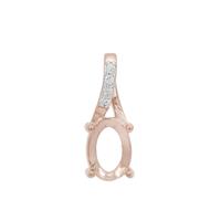 Rose Gold Plated 925 Sterling Silver Oval Pendant Mount (To fit 7x5mm gemstone) Inc. 0.02cts White Zircon Brilliant Cut Round 1mm - 1Pcs