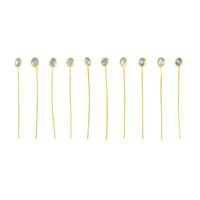 2.60cts Oval 4x3mm Blue Topaz Gold Flash Sterling Silver Headpins Design (40mm x 0.50mm) (Pack of 10 Pcs.)