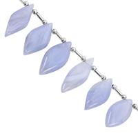 115cts Blue Lace Agate Smooth Marquoise Approx 16x8 to 25x12mm, 14cm Strand With Spacers
