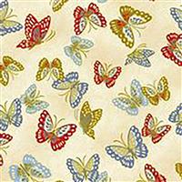 Niwa  Butterflys on Cream Fabric 0.5m
