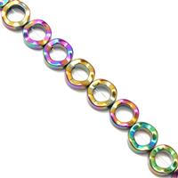 160cts Rainbow Haematite Wavy Hollow Coins Approx 12mm, 38cm Strand