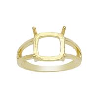 Gold Plated 925 Sterling Silver Cushion Ring Mount (To fit 10mm gemstone) - 1Pcs