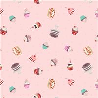 Lewis & Irene Small Things… Sweet Cupcakes Pink Fabric 0.5m