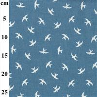 White Birds Printed Denim Fabric 0.5m