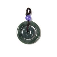25cts Type A Olmec Blue Jadeite Ring & Donut Pendant Approx 20 & 10mm