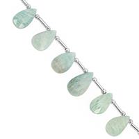 66cts Amazonite Top Side Drill Graduated Faceted Pear Approx 13x9 to 19x11mm, 18cm Strand with Spacers