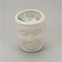 Ceramic Pot & Blend Soy Wax With Lavender & Vetiver Essential Oil & 75cts Amazonite
