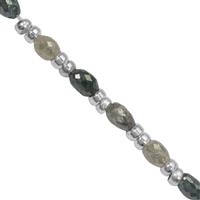 1.95cts Multi Colour Diamond Faceted Rice Beads Approx 3x2 to 4x2mm, 4cm Strand With Spacers