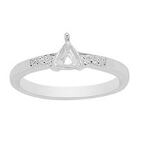 925 Sterling Silver Ring Mount With Zircon (To fit 5mm Triangle Gemstones)
