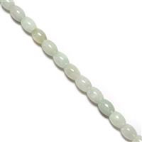 220cts Type A Green Jadeite Rice Beads Approx 8x10mm, 38cm Strand 