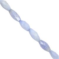 55cts Blue Lace Agate Faceted Rice beads Approx 10x6 to 16x7mm, 19cm Strand