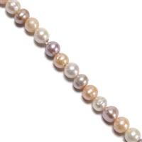 Mixed Natural Freshwater Cultured Potato Pearls Approx 9-10mm - 2mm Holes, 20cm Strand