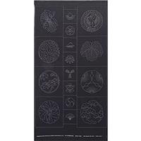 Sashiko Tsumugi Preprinted Kamon 19 Black Fabric Panel 108x61cm