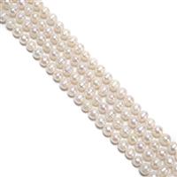 CLOSE OUT DEAL! 4 x 38cm Strands White Freshwater Cultured Potato Pearls Approx 8-9mm 