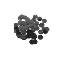 Black Top Drilled Flat Sequins, Approx 12mm (5g)