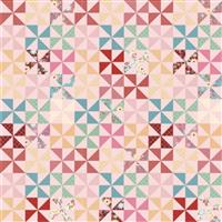 Poppie Cotton Hopscotch & Freckles Squares Pink Fabric 0.5m