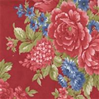 Moda Belle Isle Cabbage Roses Floral Americana on Red Fabric 0.5m