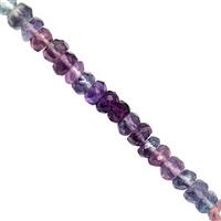25cts Blue John Fluorite Faceted Roundelles Approx 2.5x1 to 4x2mm,19cm Strand With Spacers