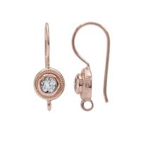 Rose Gold Plated 925 Sterling Silver Shepherd Hooks Swirl Earrings With 0.6cts Sky Blue Topaz (1pair)