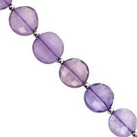 75cts Lavender Fluorite Faceted Coin Approx 11 to 13mm, 16cm Strand With Spacers