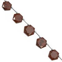 75cts Mahogany Obsidian Faceted Hexagon Approx 10 to 15mm, 20cm Strand with Spacers