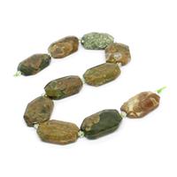 520cts Rhyolite Faceted Slabs with Spacer Beads Approx 36x25mm, 10pcs