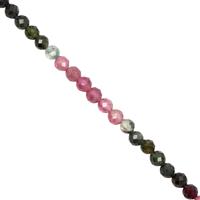 25cts Multi-Colour Tourmaline Faceted Round Approx 3mm, 32cm Strand