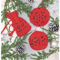 Christmas Tree Decorations in Red Crochet Kit