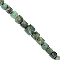 55cts Emerald Graduated Faceted Box Approx 4 to 9mm, 14cm Strand with Spacers