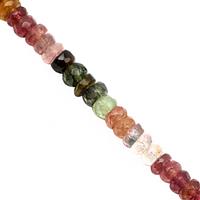 40cts Multi-Colour Tourmaline Faceted Rondelle Approx 4x1.5 to 4.5x2.5mm, 20cm Strand