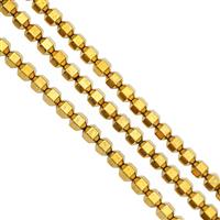 200cts Gold Color Coated Hematite Smooth Bicones Approx 4mm, 30cm Strand (Set of 3)