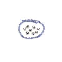 Flower Power- Tanzanite Faceted Rounds with Sterling Silver Daisy Flower Spacer Beads