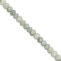 55ct Type A Burmese Jade Faceted Rondelle Approx 5x3 to 6x4mm, 20cm Strand