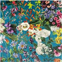 Summer Floral Turquoise Velvet Fabric 0.5m