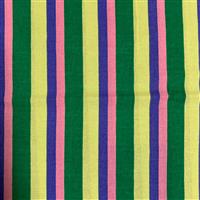 Pink and Blue Stripes on Green Fabric 0.5m 