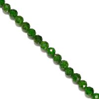 45cts Russian Chrome Diopside Faceted Rounds Approx 4mm, 38cm Strand