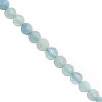 15cts Aquamarine Faceted Round Approx 3 to 3.50mm, 25cm Strand