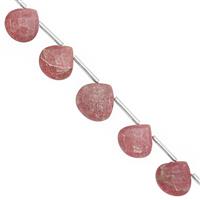 65cts Thulite Top Side Drill Faceted Heart Approx 11x10 to 13x13mm, 21cm Strand with Spacers