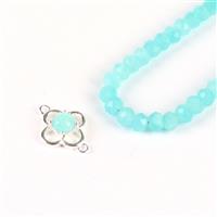 Anemone; Amazonite Hollow 4 Leaf Clover Connector with Amazonite Faceted Rondelles