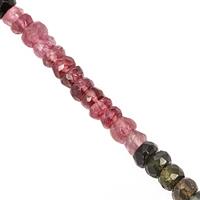 28cts Multi-Colour Tourmaline Faceted Rondelle Approx 3.5x2 to 4.5x3mm, 20cm Strand