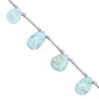 50cts Larimar Smooth Pear Approx 9x7 to 18x11mm, 20cm Strand With Spacers