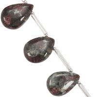 80cts Eudialyte Plain Pear Approx 9x2 to 18x12.5mm, 16cm Strand With Spacers
